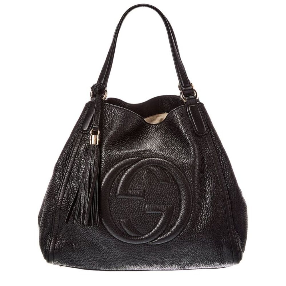 Gucci Black Pebbled Calfskin Leather Medium Soho Shoulder Bag (Authentic